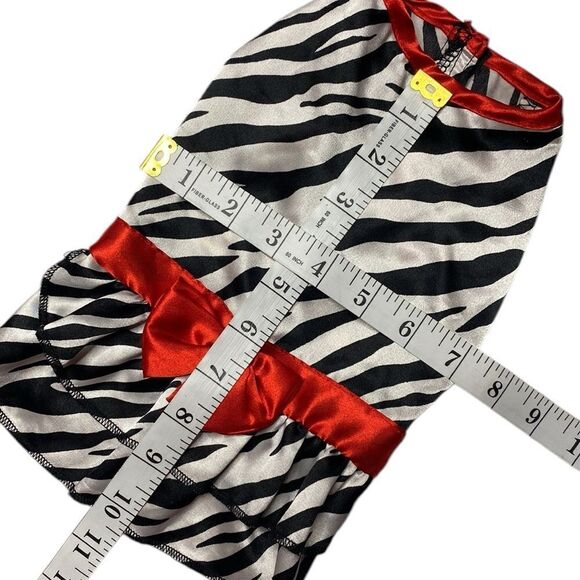 Zebra Print Satin Ruffle Dog Dress - Picture 7 of 8